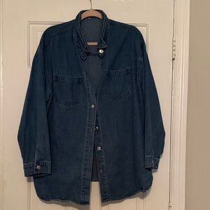 Oversized Jean Denim Shirt Jacket – Size 2X (Shein)